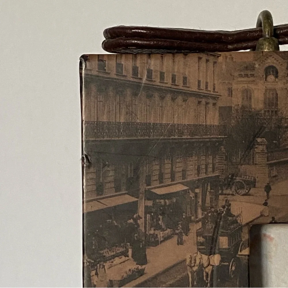 Suitcase Frame Old World Map Mud Pie 4 X 6” Photo Leather Handle Vintage Look